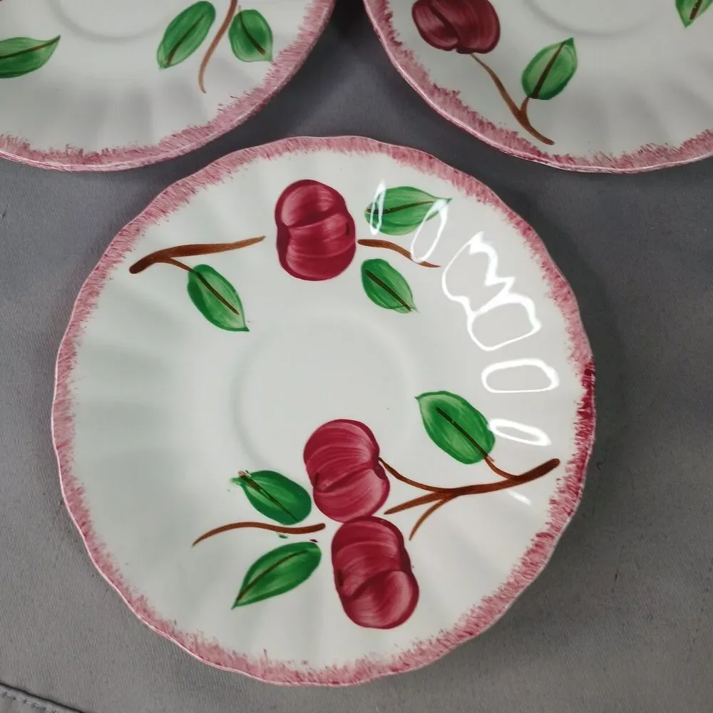 4 Blue Ridge Southern Pottery 3 Cups and Saucer Sets Vintage Crab Apple